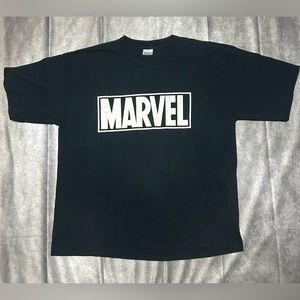 Y2K Marvel Black T Shirt Big Logo Men's XL